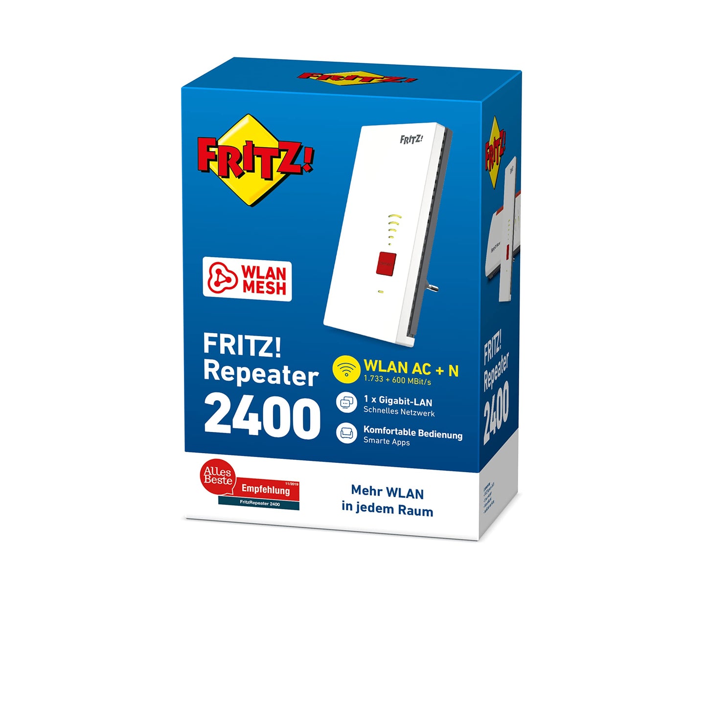 👉 Repeater WLAN Dual-Band AC+N – Bis zu 1733 Mbit/s (5GHz) + 600 Mbit/s (2.4GHz), mit Gigabit-LAN Anschluss