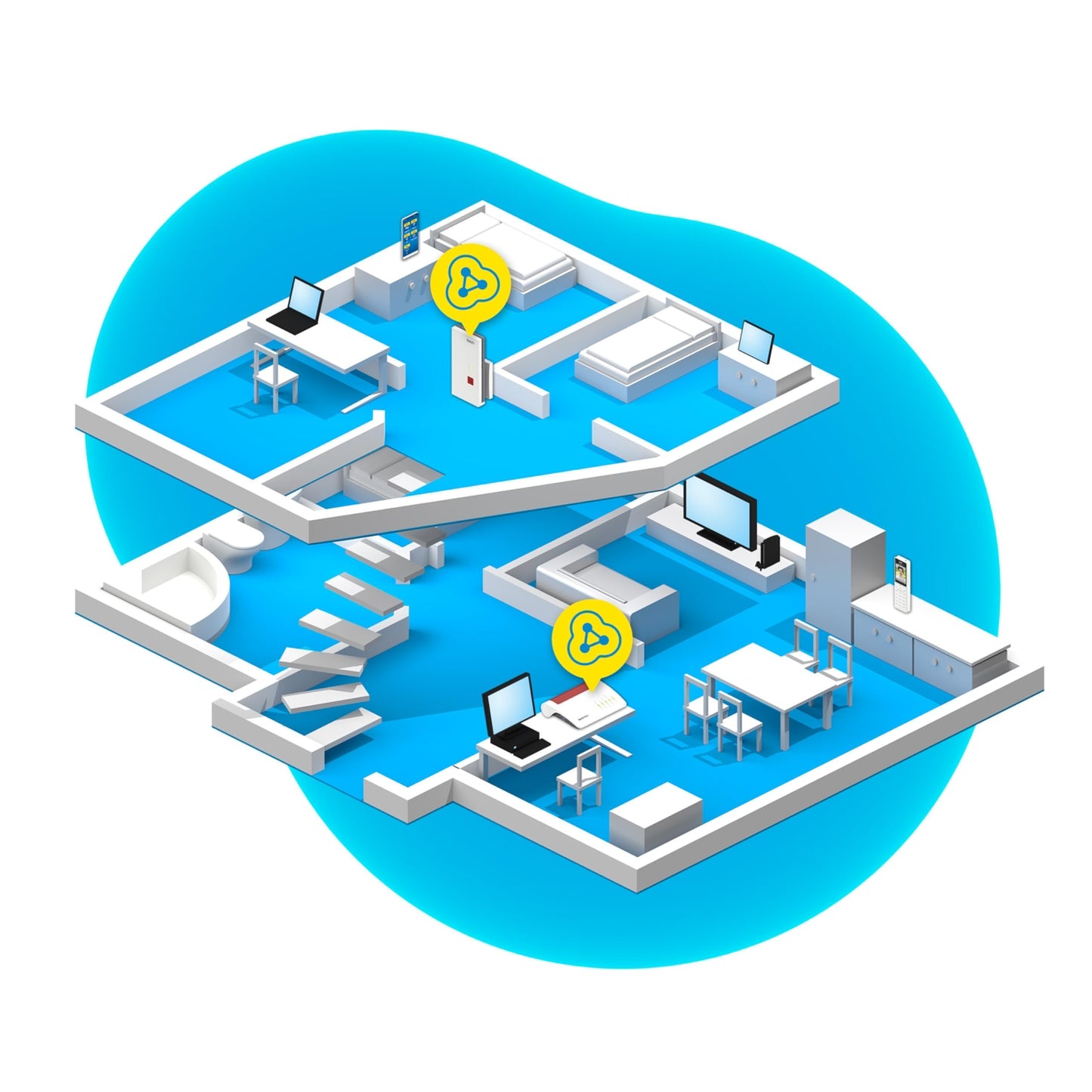 👉 Repeater WLAN Dual-Band AC+N – Bis zu 1733 Mbit/s (5GHz) + 600 Mbit/s (2.4GHz), mit Gigabit-LAN Anschluss